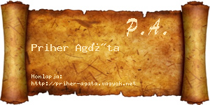 Priher Agáta névjegykártya